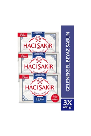 Hacı Şakir Doğal Saf Geleneksel Beyaz Sabun 4'lü 3 x 150 G