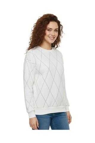 Baglan Kadın Sıfıryaka Sweatshirt Taşlı Bgl-st05060 Krem