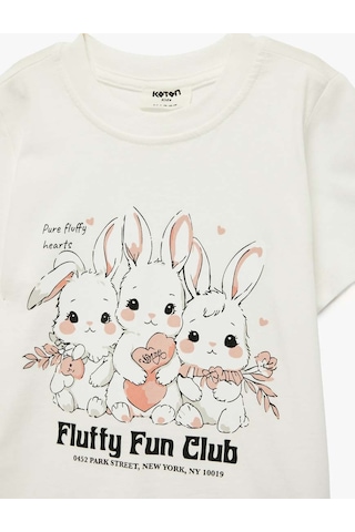 Koton Tavşan Baskılı Ekru Kız Çocuk T-shirt 6skg10242ak Ekru