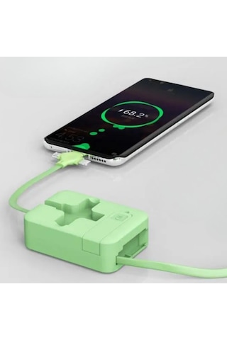 Buffer Cep Tipi Telefon Tutuculu Makaralı Uzayıp Kısalabilen 3'ü 1 Arada Usb Şarj Kablosu Çok Renkli