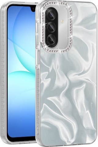 Samsung Uyumlu Galaxy A17 Kılıf Airbagli Parlak Taş Detay Tasarımlı Zore Esila Kapak - Beyaz Beyaz