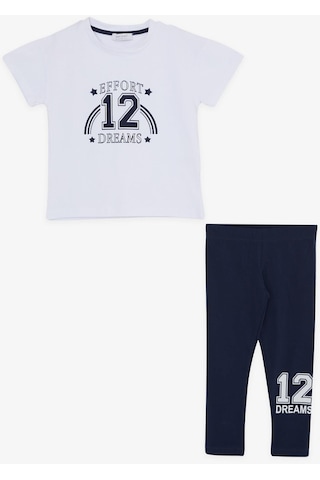 Breeze Kız Çocuk Taytlı Takım Rakam Baskılı 3-7 Yaş, Beyaz-beyaz Beyaz