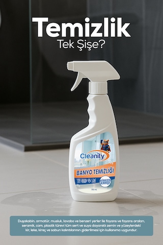 Banyo Temizliği 750 Ml Kireç, Sabun Ve Su Lekelerine Karşı Etkili Banyo Temizleyici