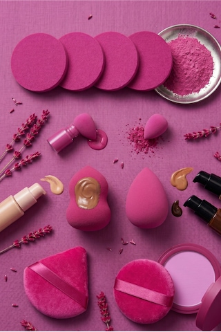 Pembe Renk 10 Parça Profesyonel Makyaj Süngeri Seti Pudra Puff Blender