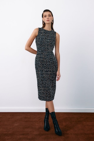 Sateen Kolsuz Tüvit Kalem Elbise - Siyah-135068 Siyah