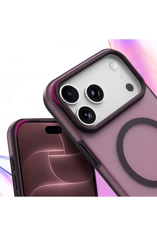 Apple İphone 17 Pro Kılıf M-safe Şarj Özellikli Kuin Kapak Bordo