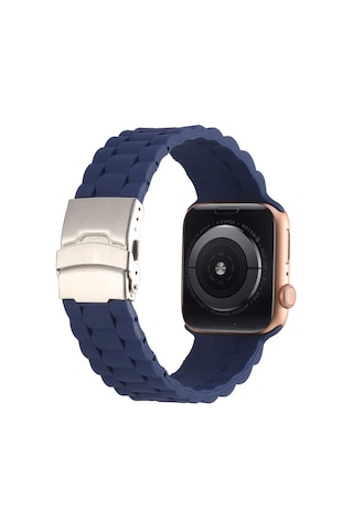 Ekılıf - Apple Uyumlu Watch 42mm - Kordon Silikon Kordon Krd-72 - Lacivert
