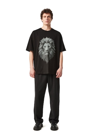 Galatasaray Lisanslı Aslan Baskılı Siyah Erkek T-shirt Siyah