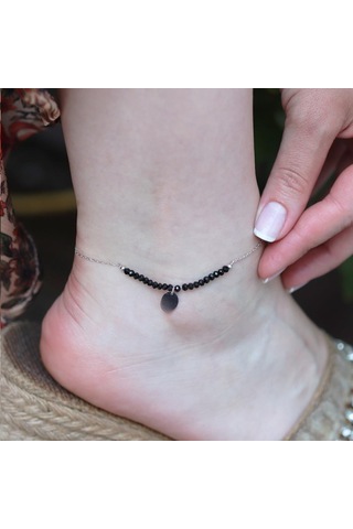 Oniks Taşlı Pul Gümüş Halhal Gümüş