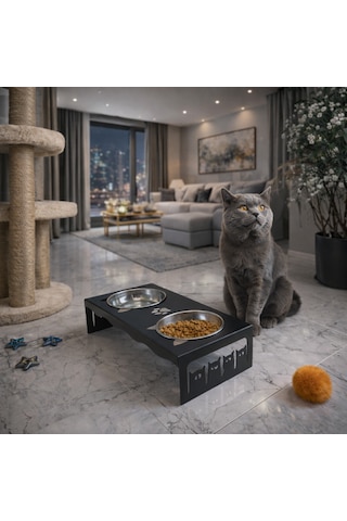 Krom Bıyık Yorgunluğu Yapmayan Kedi Köpek Mama Ve Su Kabı 1 Adet