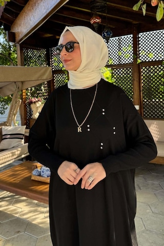 Rabia Şamlı Melda Triko Tunik Siyah Çok Renkli
