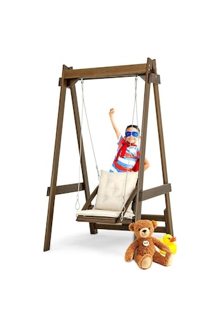 Vendy Çocuk Salıncak Dış Mekan Bahçe, Teras Salıncağı - Ladin Ahşap Krem