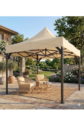 Missidea 3 3 Premium Makaslı Katlanır Çardak Krem