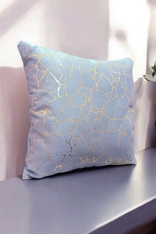 Soho Kumaş Altın Varak Desenli Dekoratif 4'lü Kırlent Yastık Kılıfı Seti 42 x 42 CM Açık Gri