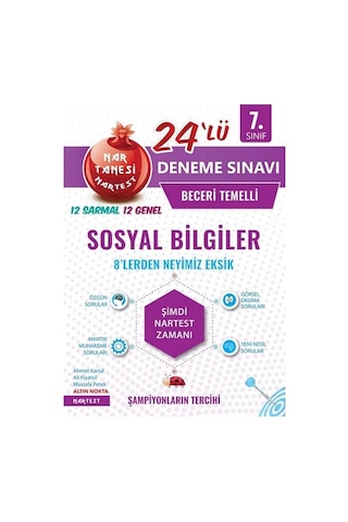 7. Sınıf Mavi Beceri Temelli Sosyal Bilgiler 24 Deneme Sınavı Nar N11.35578