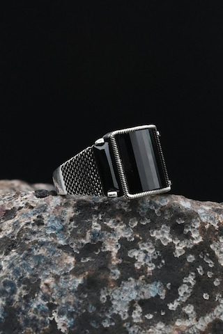 Prestij Gümüş Siyah Zirkon Taşlı Gümüş Erkek Yüzüğü 901542 Gümüş