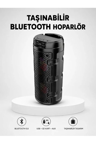 Bluetooth 5. 0 Kablosuz Hoparlör Çift Sürücülü Yüksek Ses Kalitesi Kompakt Tasarım