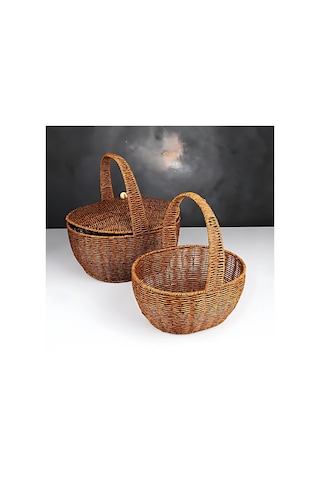 Spt-285 Kucuk Oval Pıknık Sepet Kahverengi