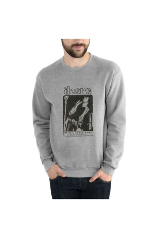 The Doors Live Hollywood Bowl Baskılı Gri Erkek Sweatshirt