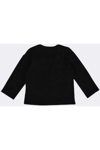 Luess Unisex Çocuk Yumuşak Dokulu Cep Detaylı Ceket-siyah Siyah