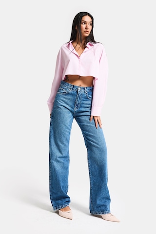 it's basic Kadın Mavi Lora 2s6-4 Loose Fit Orta Bel %100 Koton Denim Jean