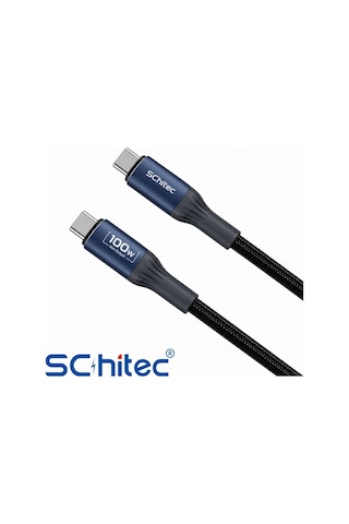 Schitec 100w Type-c To Type-c Süper Hızlı Data Ve Şarj Kablosu Siyah 2 Metre Hg/c-25 100w 2m Blue