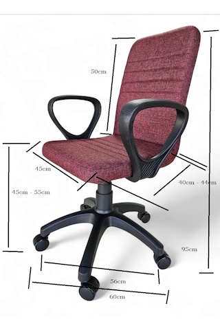 Monoblok Ofis Öğrenci Çalışma Koltuğu Bordo Bordo - Siyah