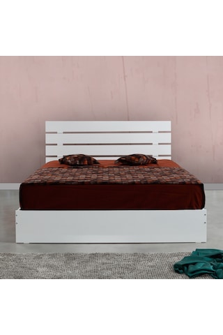 Pasifichome Huga Çift Kişilik Beyaz Karyola 140Cm / 140*190 Başlıklı Karyola