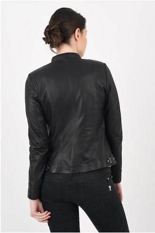 Kıbyra Siyah Hakiki Deri Ceket Kadın-Siyah