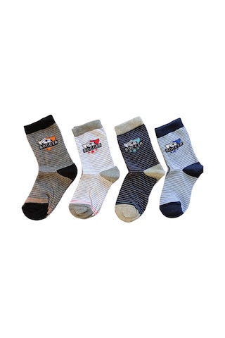Butik Erkek Çocuk 4 Adet Soccer Yazılı Soket Çorap Çok Renkli