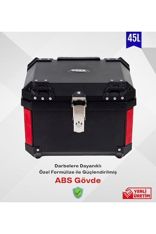 Motosiklet Arka Çanta Karbon Desen Aliminyum Pro-x 45 Litre Motor Çantası Siyah