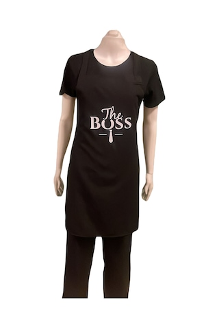 Boss Bay Sevgili Kombini Mutfak Önlüğü Siyah