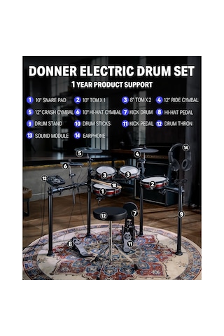 Donner Ded-200 Max Elektro Davul Seti