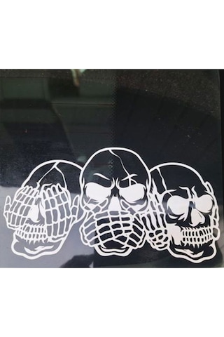Görmedim Duymadim Bilmiyorum 3 Kurukafa Sticker Otomobil Motosiklet Cam Ayna