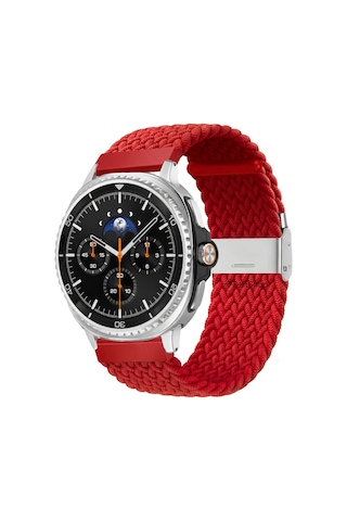 Samsung Galaxy Watch 8 40mm / 44mm / 46mm Classic Uyumlu Metal Clips Kumaş Örgü Akıllı Saat Kordon