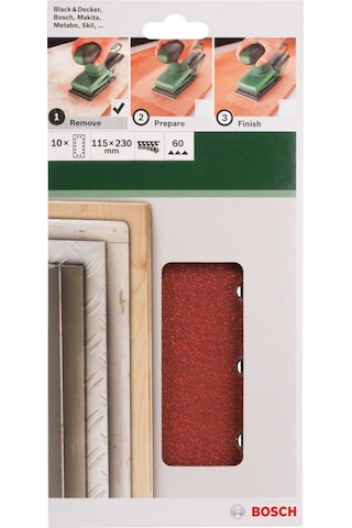 Bosch Zımpara Kağıdı 10'lu 115x230mm 60 Kum 14 Delik 2609256B20