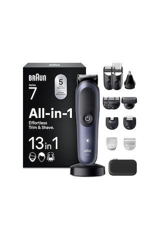 Braun Multigroom All-in-one Series 7, 13'ü 1 Arada Düzeltme Seti 7, Aıo7565, Mavi - Sakal Kesme Makinesi, Burun Kılı Kesme Makinesi, Yüz, Baş Ve Vücut İçin Saç Kesme Makinesi, 14 Boy, 120 Min. Pil, Su Geçirmez