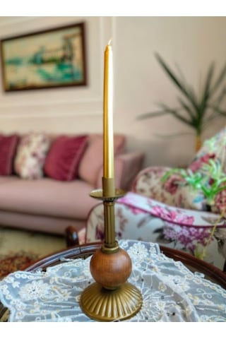 Tekli Pino Mumluk Ahşap Top Detaylı Eskitme