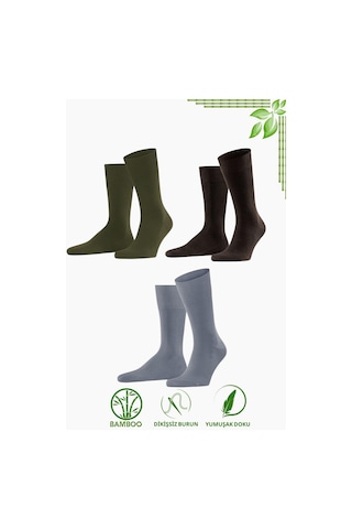 Kral Socks Bambu Erkek Soket Düz Uzun Klasik Yazlık Dikişsiz 3'lü Çorap Beyaz