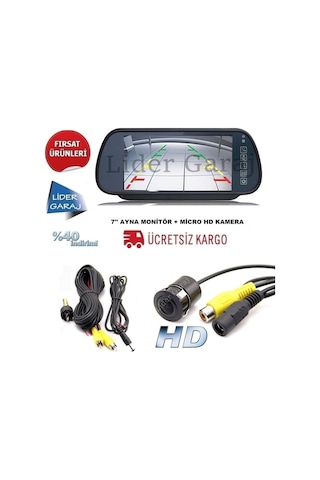 Kameralı Park Sensörü 7'' Ayna Hd Ekran+Hd Kamera
