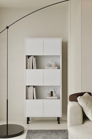 Hitit Kitaplık 175 Cm - Vitrin - Gümüşlük 100% Mdf Metal Ayak Beyaz