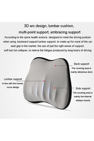 Sones Araba Hafızalı Köpük Boyun Yastığı Araba Boyun Desteği İpek Yastık Araba Koltuğu Servikal Yastık, Stil: Bel Pedi Gri