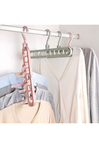 5 Adet Gardırop Elbise Dolabı Düzenleyici Organizer 9 Göz Katlanabilir Akıllı Elbise Askısı Askılık Çok Renkli