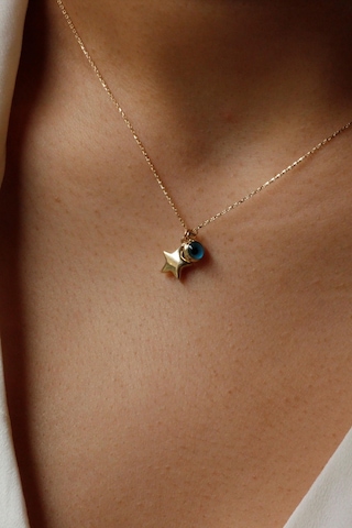 Diamine 14 Ayar Altın Nazar Boncuklu Yıldız Kolye