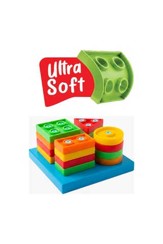 Oyuncak Eğitici Set Neşeli Hayvanlar Bultak + Yumuşak Geometri Şekiller Set
