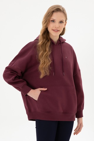 U.S. Polo Assn. Kadın Bordo Şardonlu Kapüşonlu Sweatshırt 50313567-VR177