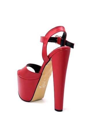 Kindep Yüksek Topuklu 18 Cm Platform 7 Cm Kadın Ayakkabı Kırmızı Kırmızı