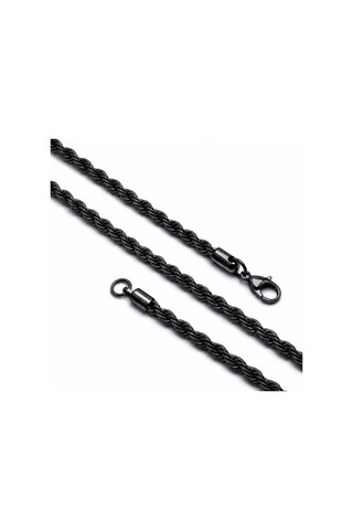 Beycen Aksesuar Rope Halat Siyah Erkek Çelik Kolye 6mm 55cm 3902eck024 Çok Renkli