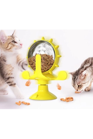 Roichil Vantuzlu Zilli İnteraktif Dönebilen Mama Kaplı Renkli Eğlenceli Eğitici Kedi Oyuncağı