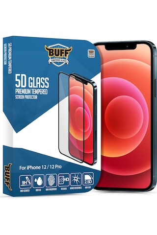 Buff Apple Uyumlu iPhone 12 / 12 Pro 5D Glass Ekran Koruyucu